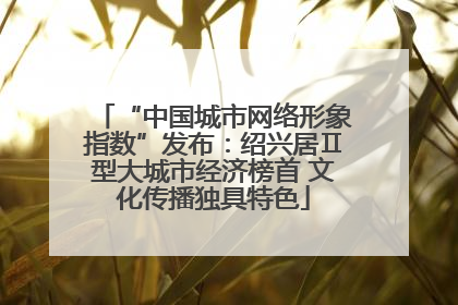 “中国城市网络形象指数”发布：绍兴居Ⅱ型大城市经济榜首 文化传播独具特色