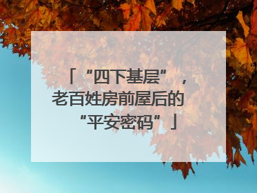 “四下基层”，老百姓房前屋后的“平安密码”