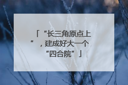 “长三角原点上”，建成好大一个“四合院”