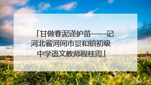 甘做春泥谨护苗——记河北省河间市景和镇初级中学语文教师程桂霞
