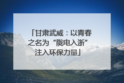甘肃武威：以青春之名为“陇电入浙”注入环保力量