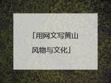 用网文写黄山风物与文化