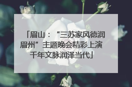 眉山：“三苏家风德润眉州”主题晚会精彩上演千年文脉润泽当代