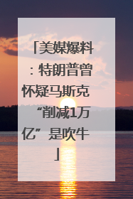 美媒爆料：特朗普曾怀疑马斯克“削减1万亿”是吹牛