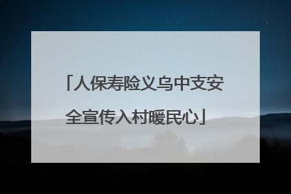 人保寿险义乌中支安全宣传入村暖民心