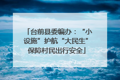 台前县委编办：“小设施”护航“大民生” 保障村民出行安全