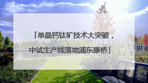 单晶钙钛矿技术大突破，中试生产线落地浦东康桥