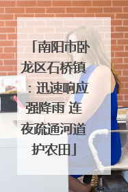 南阳市卧龙区石桥镇：迅速响应强降雨 连夜疏通河道护农田