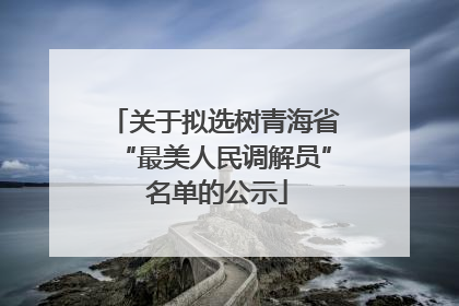 关于拟选树青海省“最美人民调解员” 名单的公示