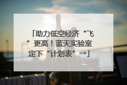 助力低空经济“飞”更高！蓝天实验室定下“计划表”→