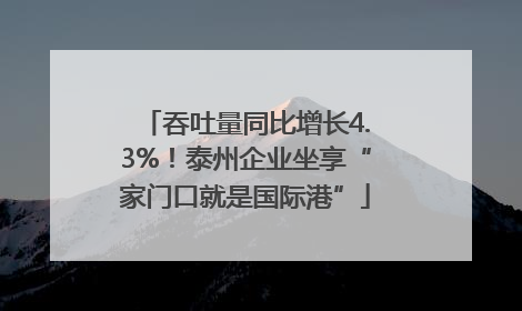 吞吐量同比增长4.3%！泰州企业坐享“家门口就是国际港”