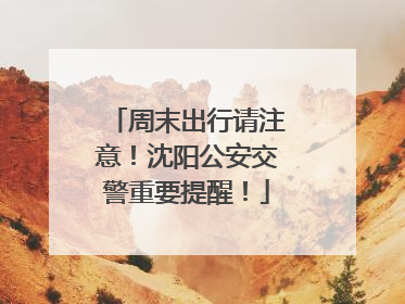 周末出行请注意！沈阳公安交警重要提醒！