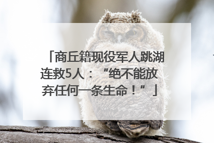 商丘籍现役军人跳湖连救5人：“绝不能放弃任何一条生命！”