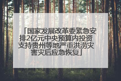 国家发展改革委紧急安排2亿元中央预算内投资支持贵州等地严重洪涝灾害灾后应急恢复