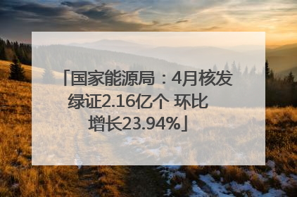 国家能源局：4月核发绿证2.16亿个 环比增长23.94%