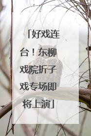 好戏连台！东柳戏院折子戏专场即将上演