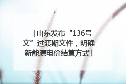 山东发布“136号文”过渡期文件，明确新能源电价结算方式
