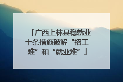 广西上林县稳就业十条措施破解“招工难”和“就业难”