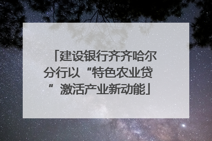 建设银行齐齐哈尔分行以“特色农业贷”激活产业新动能
