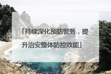 持续深化预防警务，提升治安整体防控效能