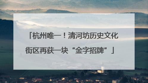 杭州唯一！清河坊历史文化街区再获一块“金字招牌”