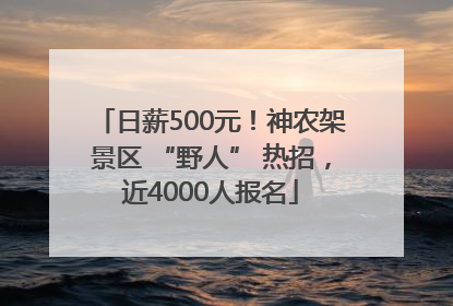 日薪500元！神农架景区 “野人” 热招，近4000人报名