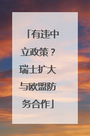 有违中立政策？瑞士扩大与欧盟防务合作
