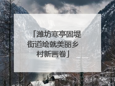 潍坊寒亭固堤街道绘就美丽乡村新画卷