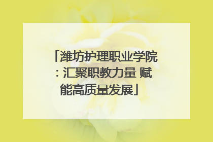 潍坊护理职业学院：汇聚职教力量 赋能高质量发展