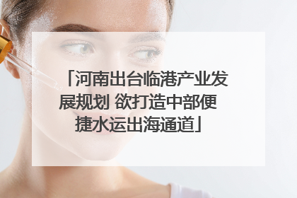 河南出台临港产业发展规划 欲打造中部便捷水运出海通道