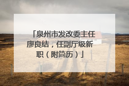 泉州市发改委主任廖良结，任副厅级新职（附简历）