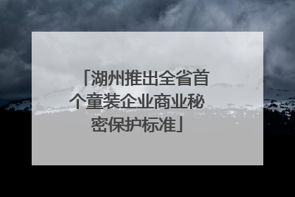 湖州推出全省首个童装企业商业秘密保护标准
