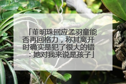 董明珠回应孟羽童能否再回格力，称其离开时确实是犯了很大的错：她对我来说是孩子