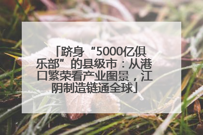 跻身“5000亿俱乐部”的县级市：从港口繁荣看产业图景，江阴制造链通全球