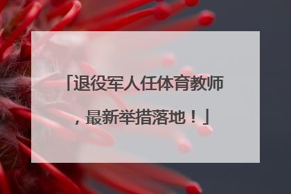 退役军人任体育教师，最新举措落地！