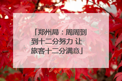 郑州局：周周到到十二分努力 让旅客十二分满意