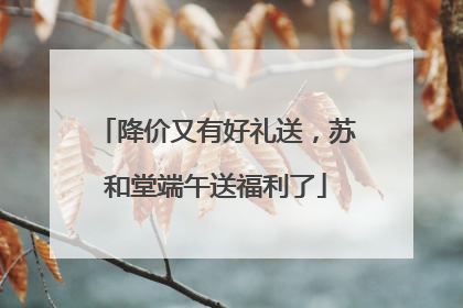 降价又有好礼送，苏和堂端午送福利了