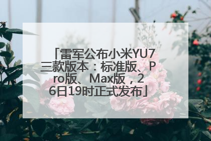 雷军公布小米YU7三款版本：标准版、Pro版、Max版，26日19时正式发布