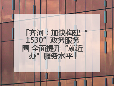 齐河：加快构建“1530”政务服务圈 全面提升“就近办”服务水平