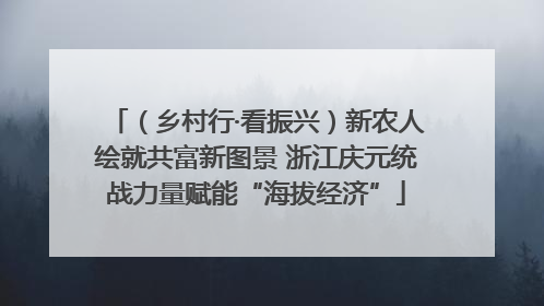 （乡村行·看振兴）新农人绘就共富新图景 浙江庆元统战力量赋能“海拔经济”