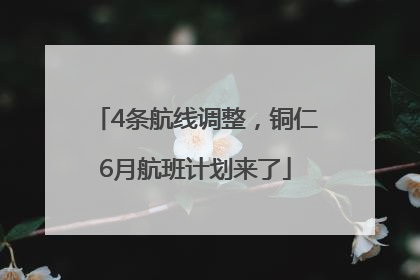 4条航线调整，铜仁6月航班计划来了
