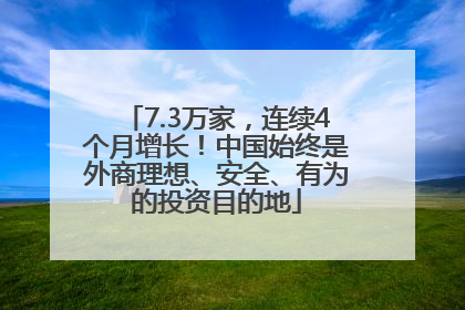 7.3万家，连续4个月增长！中国始终是外商理想、安全、有为的投资目的地